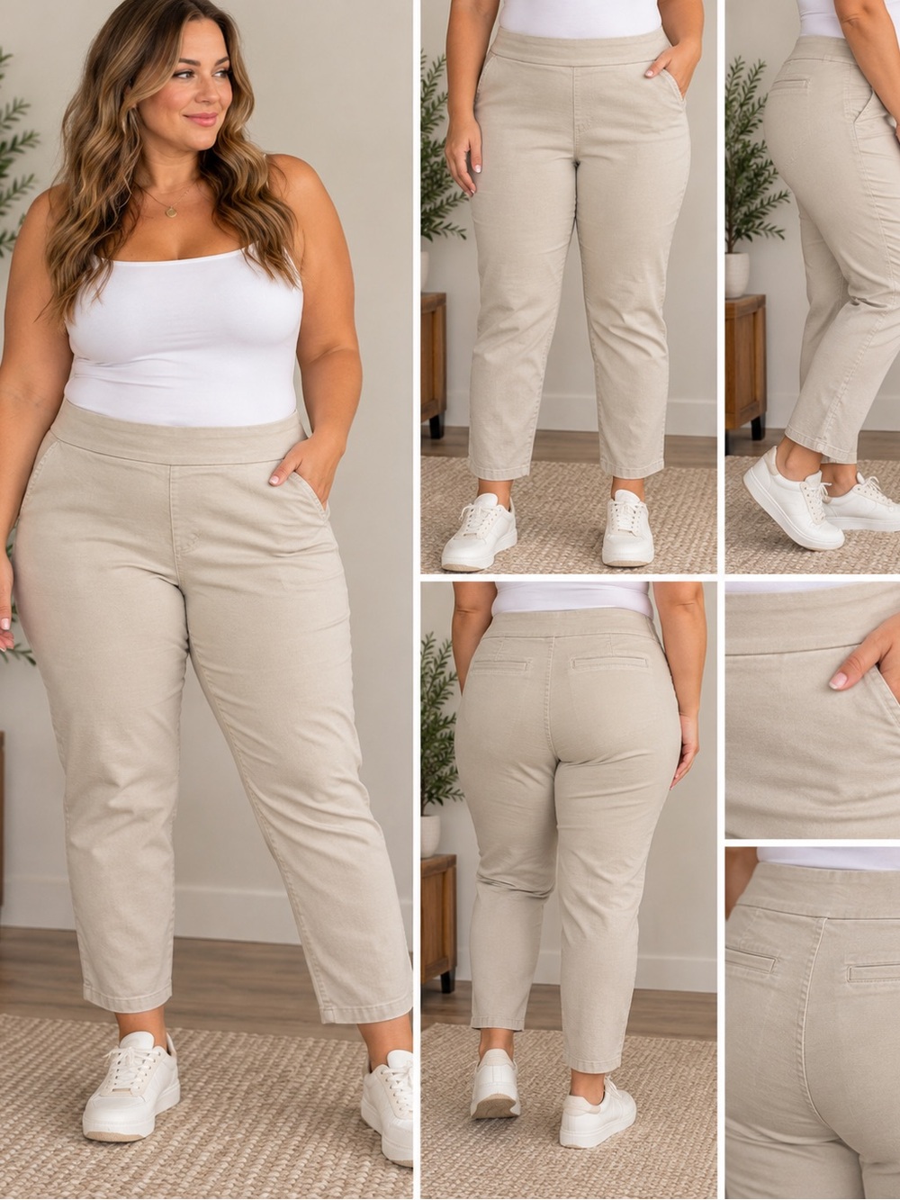 Croft & Barrow The Favorites Stretch Pants Beige 20W Plus Size